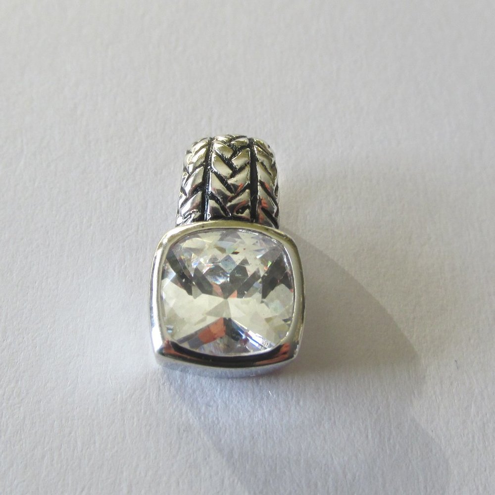 Natural Clear Quartz Cushion Pendant Sterling Silver